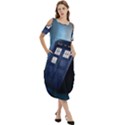 Tardis Doctor Who Space Blue Cold Shoulder Loose Fit Dress With Pockets View3