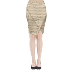 Vintage Beige Music Notes Midi Wrap Pencil Skirt by Cemarart