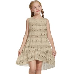 Vintage Beige Music Notes Kids  Frill Swing Dress by Cemarart