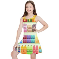 Supermarket Shelf Products Snacks Kids  Lightweight Sleeveless Dress by Cemarart