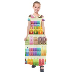 Supermarket Shelf Products Snacks Kids  Short Sleeve Maxi Dress by Cemarart