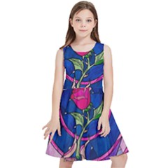 Enchanted Rose Stained Glass Kids  Skater Dress by Cemarart