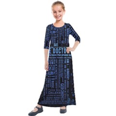 Doctor Who Tardis Kids  Quarter Sleeve Maxi Dress by Cemarart