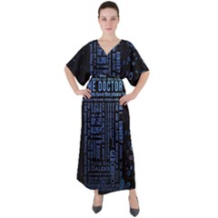 Doctor Who Tardis V-neck Boho Style Maxi Dress by Cemarart