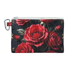 Red Roses Canvas Cosmetic Bag (large) by Sabxi