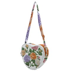 Embroidery Roses Floral Design Heart Shoulder Bag by Sabxi