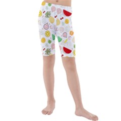 Pattern Seamless Texture Fruit Kids  Mid Length Swim Shorts by Sabxi