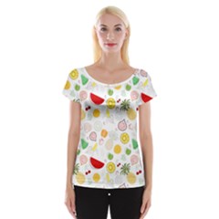 Pattern Seamless Texture Fruit Cap Sleeve Top by Sabxi