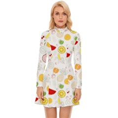 Pattern Seamless Texture Fruit Long Sleeve Velour Longline Dress by Sabxi