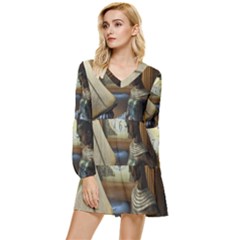 Lady Tiered Long Sleeve Mini Dress by bestdesignintheworld