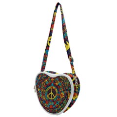 Peace Abstract Pattern Creative Drawing Heart Shoulder Bag by Posterlux