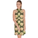 Retro 1880s Flowers Pattern 15 Sleeveless Halter Neck A-Line Dress View3