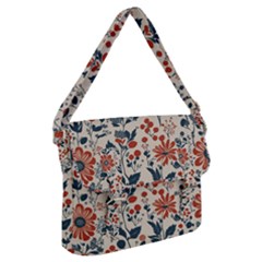 Retro Scandinavian Nordic Flowers Pattern Buckle Messenger Bag by violetheavensky