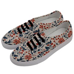 Retro Scandinavian Nordic Flowers Pattern Men s Classic Low Top Sneakers by violetheavensky