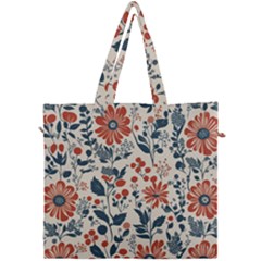 Retro Scandinavian Nordic Flowers Pattern Canvas Travel Bag by violetheavensky