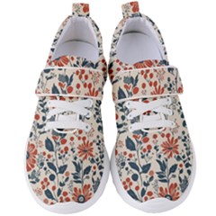 Retro Scandinavian Nordic Flowers Pattern Women s Velcro Strap Shoes by violetheavensky