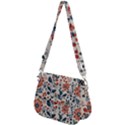 Retro Scandinavian Nordic Flowers Pattern Saddle Handbag View2