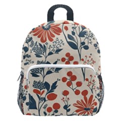 Retro Scandinavian Nordic Flowers Pattern Kids  Age 5-10 Lightweight School Backpack With Side Pockets by violetheavensky