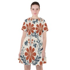 Retro Scandinavian Nordic Flowers Pattern 3 Sailor Dress by violetheavensky