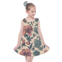 Victorian Beige And Teal Flower Pattern Kids  Summer Dress View1