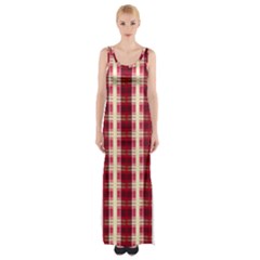 Retro 60s 50s Plaid Pattern 4 Thigh Split Maxi Dress by violetheavensky