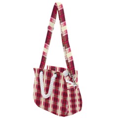 Retro 60s 50s Plaid Pattern 4 Rope Handles Shoulder Strap Bag by violetheavensky