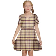 Retro 60s 50s Plaid Pattern 3 Kids  Short Sleeve Tiered Mini Dress by violetheavensky