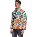 Retro Scandinavian Nordic Flowers Pattern 2 Men s Puffer Bubble Jacket Coat View2