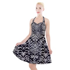 Gothic Leaf Pattern 4 Halter Party Swing Dress  by violetheavensky