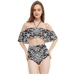 Gothic Leaf Pattern 4 Halter Flowy Bikini Set  by violetheavensky