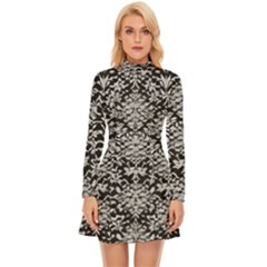 Gothic Leaf Pattern 4 Long Sleeve Velour Longline Dress by violetheavensky