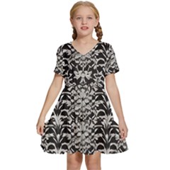 Gothic Leaf Pattern 4 Kids  Short Sleeve Tiered Mini Dress by violetheavensky