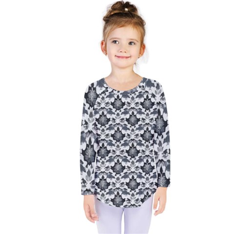 Gothic Leaf Pattern Kids  Long Sleeve T-shirt by violetheavensky