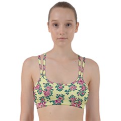 Retro 1880s Flowers Pattern 8 Line Them Up Sports Bra by violetheavensky