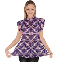 Royal Fractal Pattern 4 Ruffle Collar Short Sleeve Chiffon Top by violetheavensky