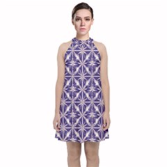 Royal Fractal Pattern 4 Velvet Halter Neckline Dress  by violetheavensky