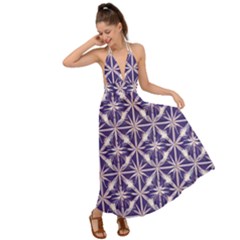 Royal Fractal Pattern 4 Backless Maxi Beach Dress by violetheavensky