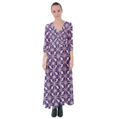 Royal Fractal Pattern 4 Button Up Maxi Dress by violetheavensky