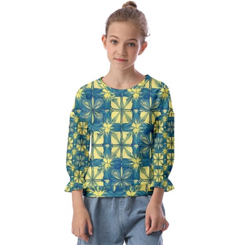 Royal Fractal Pattern 2 Kids  Cuff Sleeve Top by violetheavensky