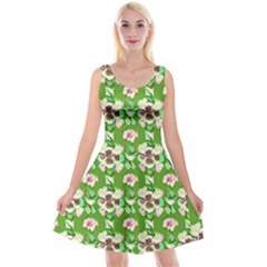 Retro 1880s Flowers Pattern 4 Reversible Velvet Sleeveless Dress by violetheavensky