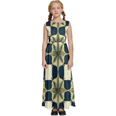 Royal Fractal Pattern Kids  Satin Sleeveless Maxi Dress by violetheavensky