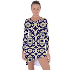 Royal Fractal Pattern 3 Asymmetric Cut-out Shift Dress by violetheavensky