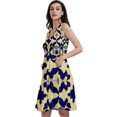 Royal Fractal Pattern 3 Sleeveless V-neck Skater Dress With Pockets by violetheavensky