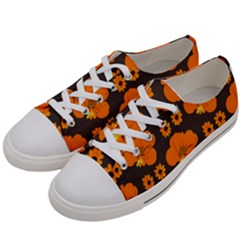 Retro 40s 50s Flowers Pattern Halloween 2 Women s Low Top Canvas Sneakers by violetheavensky