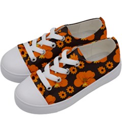 Retro 40s 50s Flowers Pattern Halloween 2 Kids  Low Top Canvas Sneakers by violetheavensky