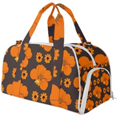 Retro 40s 50s Flowers Pattern Halloween 2 Burner Gym Duffel Bag by violetheavensky