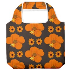 Retro 40s 50s Flowers Pattern Halloween 2 Foldable Grocery Recycle Bag by violetheavensky