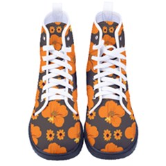 Retro 40s 50s Flowers Pattern Halloween 2 Kid s High-top Canvas Sneakers by violetheavensky