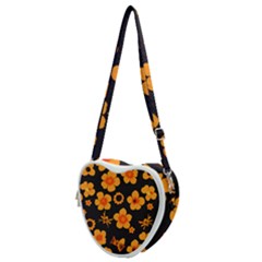 Retro 40s 50s Flowers Pattern Halloween Heart Shoulder Bag by violetheavensky