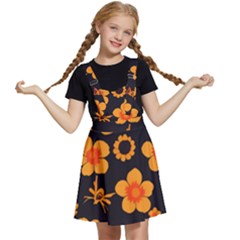 Retro 40s 50s Flowers Pattern Halloween Kids  Apron Dress by violetheavensky